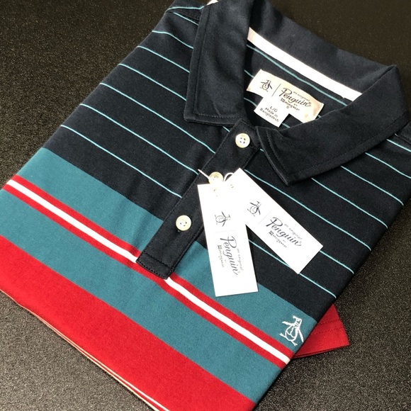 Original Penguin Other - Mens NWT Penguin Short Sleeve Striped Polo Shirt L